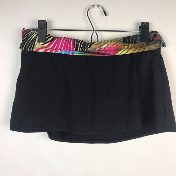 Kenneth Cole NY Palm Print Fold Over Swim Skirt - Picture 1 of 6